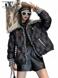 winter Parkas Women Fi Thick Warm Short Overcoat Zipper Loose Fit Black Patchwork Casual Coat Streetwear Casual Cold Jacket c7ef#