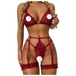 Bras Sets Lingerie For Women 2024 Fashion Sexy Push Up Clothes V-neck Bra Thong Garter Underwear Ropa Interior Sexi Mujer