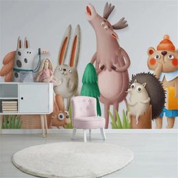 Wallpapers Milofi Nordic Minimalist Modern Hand-painted Cartoon Animal Children's Room Background Wall Painting