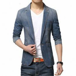 m-3xl Men Denim Blazer Jackets Men Blazer Slim Fit Terno Blaser Masculino Jaquetas Men's Suits Blazer Man Jeans Coats I6Dt#