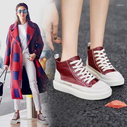 Casual Shoes High-top Thick-soled Non-slip Boots 2024 Summer Women's Fashion Comfortable And Durable Leather Female 39