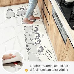 Bath Mats Cartoon Anti-Oil Household Strip Kitchen Mat PVC Waterproof Non-Slip Leather Can Be Scrubbed