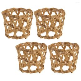 Disposable Cups Straws 4 Pcs Cup Holder Protective Cover Anti-scald Woven Decorate Lecythus Covers Straw Heat Resistant Sleeves Nice