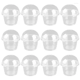 Disposable Cups Straws 20Pcs 250ml Cake Dessert Ice Cream Plastic Salad With Lids Transparent