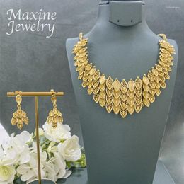 Necklace Earrings Set Dubai 24K Gold Plated Luxury Jewellery Women Party African Nigerian Wedding Anniversary Accessories Gifts