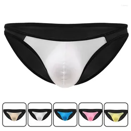 Underpants Men Low Rise Ice Silk Sexy Mini Bikini Briefs Transparent Panties Soft Comfortable Gay Slip Underwear Jockstrap