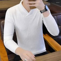 Men's Sweaters Knitted For Men Blue Pullovers V Neck Man Clothes Plain Solid Colour A Jumpers Fashion 2024 Spring Autumn