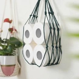 Hooks Korean Cotton Rope Braid Bag Tissue Holder Hand-Woven Towel Rack Toilet Paper Tapestry Frame