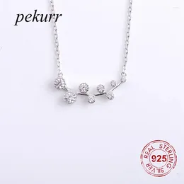 Pendants Pekurr 925 Sterling Silver Round Gems Branch Necklaces For Women Zircon Beads Chokers Fashion Jewellery Gifts