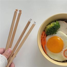 Chopsticks 2024 Cartoon Bamboo And Wood Wooden 24.9cm Anti-slip Durable Creative Practical