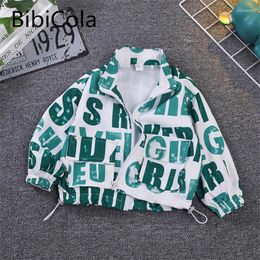 Jackets Autumn Baby Boys Clothes Fashion Letter Print Jacket Coats Hooded Tops Spring Toddler Girls Outwear 2-7 Year Fall Kids Clothing