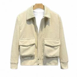 men's Corduroy Jacket Korean Fi Casual Jacket Spring and Autumn Street Fi Men Coat Smart Stand Collar Coats 2024 41GC#