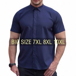 men Shirt Short Sleeve Oversize Summer Plus Size 6XL 7XL 8XL 10XL 12XL Formal Fi Solid Black White Casual Red Dropship 19bW#