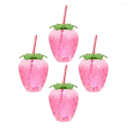 Wine Glasses 4 Sets Disposable Strawberry Cup Child Drinking Goblets The Pet Beverage Bottle