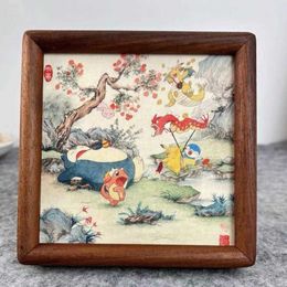 Chinese wind elf a family of landscape painting tabletop table solid wood photo frame creative peripheral animation 2024 new model 24032815