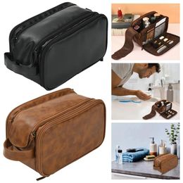 Storage Bags Men Makeup Cosmetic Bag Dry-Wet Saparation Waterproof Shower Large Capacity Vintage Washing For Travel Business