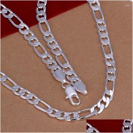 Pendant Necklaces Wholesale 925 Stamp Sier Colour Necklace High Quality Wedding Noble Women Men 8Mm Chain Man Charm 45-60Cm Fashion Dr Otg3N