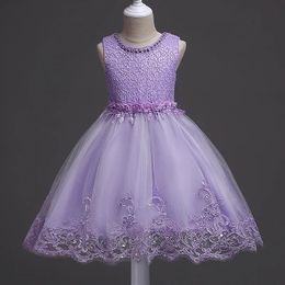 Baby Kids Young Girls Elegant Lilac Evening Prom Dresses 4 6 8 10 Years Child Flower Wedding Birthday Party Costume Eid Clothes 240318