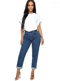 Women's Jeans Simple Classic High Waistline Lounge For Ladies Vintage Versatile Bottoms Straight Wide Leg Denim Long Pants With Pockets