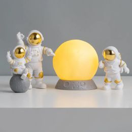 Sculptures 4Pcs Astronaut Figures Sculptures Ornaments Spaceman Statue Astronauta Figurine Moonlight Kids Room Decorations Education Gift