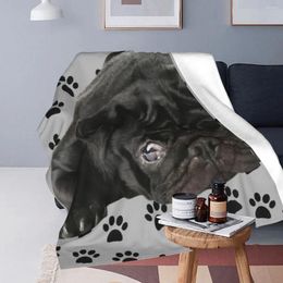 Blankets Adorable Black Pug Flannel Portable Throw Blanket Sofa For Home Bedroom Travel Throws Bedspread Quilt