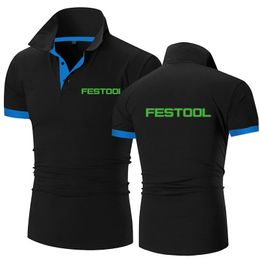 Festool Tools Printed Polo Shirt Mens Summer Solid Color Shorts Sleeve Polo Business Leisure Breathable Clothes Tee Shirt 240408