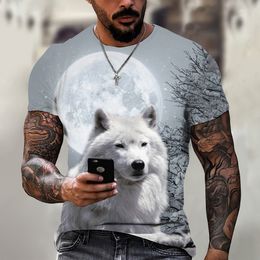 2024 Wolf T Shirt for Mens Animal Print Short Sleeve Top 3D Casual Street Man's T-shirt Oversized Tee Shirt Men Vintage Clothing002