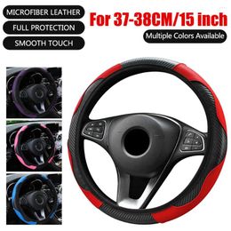 Steering Wheel Covers Cover Black Leather Anti-slip 15''/38cm Universal Car Accessories