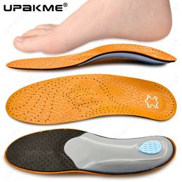 Ortic Insole Leather Insoles for Flat Foot Arch Support 3D 25mm Orthopaedic Cushion Men Women OX Leg Premium Shoes Inserts 240321