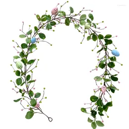 Decorative Flowers Easter Celebration Flower Hoop Eggs Wreath PVC Hangings Decoration Realistic Colorful Garlands For Party