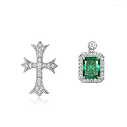 Stud Earrings Brilliant Caibao Fashion S925 Silver Grandmother Green High Carbon Diamond European And American Light Luxury