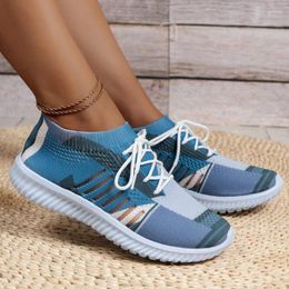 Casual Shoes 2024 Female Lace Up Women's Vulcanize Autumn Mixed Colors Breathable Mesh Outdoor Walking Women