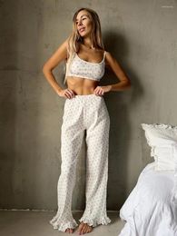 Women's Sleepwear Marthaqiqi Printing Ladies Nightwear Suit Sexy Spaghetti Strap Tank Tops Pajamas Crop Top Nightie Pants Nightgowns Set
