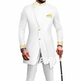 luxury African Suits for Men Lg Coat Classic Tuxedo Solid Colour Custom Made Two Piece Jacket Pants Regular Blazer Hombres 17Xt#