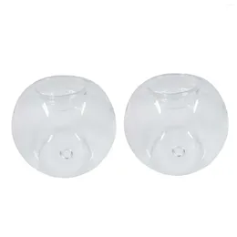 Candle Holders 2Pcs Clear Glass Tea Light Round Wedding Decoration Dia. 4.7inch