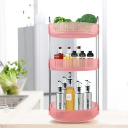 Racks 3 2 Tier Lazy Susans 360 Rotating Rack Shelf Round Spice Cabinet Turntable Rack Holder for Kitchen Bathroom Living Room desktop