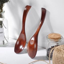 Spoons 2pcs Brown Wood Cooking Utensil Tools Wooden Spoon Bamboo Soup-Teaspoon Tableware Kitchen Accessories Cucharas Cuchara F8