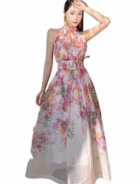 Women's Floral Bandage Evening Dr, Summer Fi, Halter ärm, sexig nattklubbparti Dr, Chic, Ladies, Elegant, 2023 J14F#