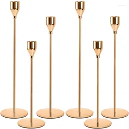 Candle Holders 6Pcs Gold Holder For Taper Candles Candlestick Metal Tall Stand Durable