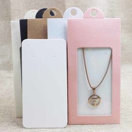 50PCS multi color paper jewelry package& display hanger packing box with clear pvc window for necklace earring234y