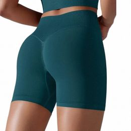 high Waist Seaml Shorts Women Solid Fitn Shorts High Elastic Knitting Fi Outdoor Trainning Yoga Slim Butt Lift Shorts w7QM#
