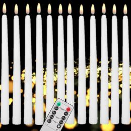 Timers Flameless Flickering Taper Candles With/without Remote Control Timer Wax 3d Wick Candles Lamp for Christmas Wedding Home Decor