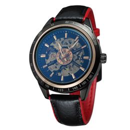 Forsining Leisure Fully Automatic Belt Hollow Through Bottom Mechanical Watch Men's Edition