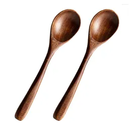 Spoons 2 Pcs Household Small Wooden Spoon Child Salt Mini Ice Cream Scoops Rice