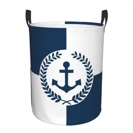 Laundry Bags Nautical Anchor Themed Design Basket Collapsible Sailing Sailor Baby Hamper For Nursery Toys Organizer Storage Bins