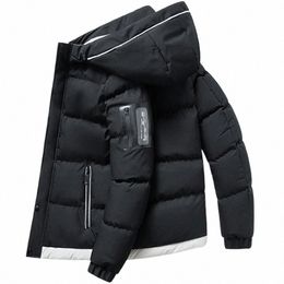 2023 Men Winter Solid Colour Fleece Warm Hooded Parkas Men Many Pocket Cargo Windproof Outdoors Casual Fi Parkas Male Coat 20JX#