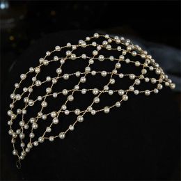 Hair Clips Barrettes Bridal Crystal Pearl Flower Headband Accessories Bride Tiara Handmade Crown Hairband Decoration Jewellery Drop Deli Otmv4
