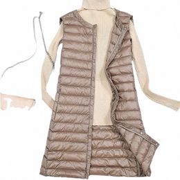 Giacca invernale 90% piumino d'anatra bianco da donna Gilet ultra leggero Gilet casual Lg Slim Gilet invernale di alta qualità Y1aW #