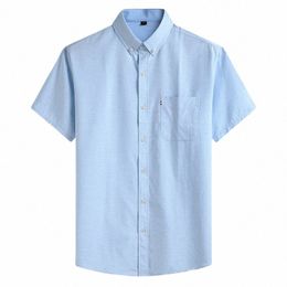 summer Short Sleeve Shirts Men Pure Cott Soild Colour Mens Shirts Busin Formal Casual Slim Fit Loose Plus Size 8XL Clothing A7JN#