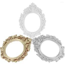 Frames Round Frame Resin Ornaments Miniature Picture Small Compact Po Phone Case Supplies Gold Decor